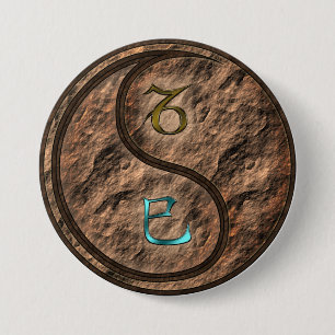 Badge Rond 7,6 Cm Capricorne & Serpent de Terre