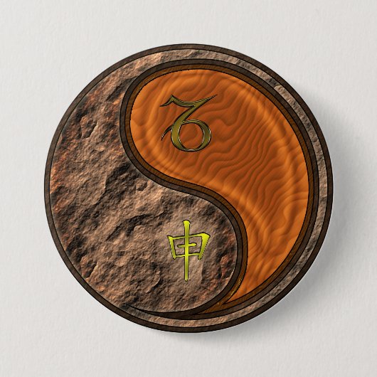 Badge Rond 7,6 Cm Capricorne & Singe de Bois (Devant)