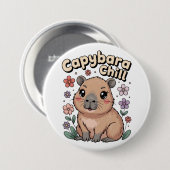 Badge Rond 7,6 Cm Capybara Détente (Devant & derrière)