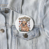 Badge Rond 7,6 Cm Capybara Détente (En situation)
