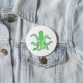 Badge Rond 7,6 Cm Caractère pieuvre verte Quirky Sea Monster