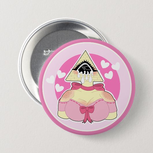 Badge Rond 7,6 Cm Caractère Pyramide mignon avec bouton Larmes (Devant & derrière)