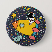 Badge Rond 7,6 Cm Caricature spatiale astronaute (Devant)