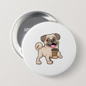 Badge Rond 7,6 Cm Carlin avec café pour aller (Devant & derrière)