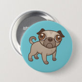 Badge Rond 7,6 Cm Carlin Puppy (Devant & derrière)