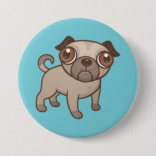 Badge Rond 7,6 Cm Carlin Puppy (Devant)