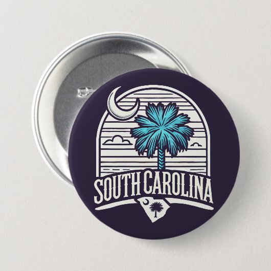 Badge Rond 7,6 Cm Caroline du Sud (Devant & derrière)