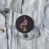 Badge Rond 7,6 Cm Carousel Seahorse (En situation)
