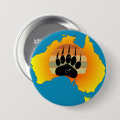 Badge Rond 7,6 Cm Carte Australie Sunny Ours Avec Sunset Rétro (Devant & derrière)