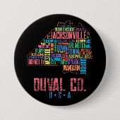 Badge Rond 7,6 Cm Carte du comté de Jacksonville Duval Floride États (Devant)