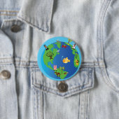 Badge Rond 7,6 Cm Carte du monde animal Mignonne illustration de la  (En situation)