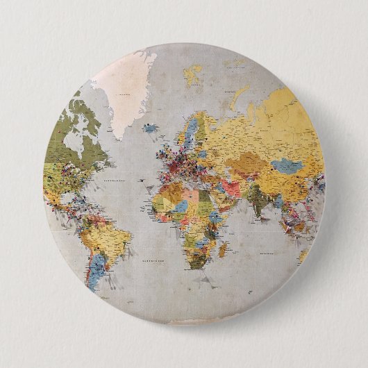 Badge Rond 7,6 Cm carte mondiale (Devant)
