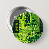 Badge Rond 7,6 Cm Carte verte PCB, circuit imprimé de pièces électro (Devant & derrière)