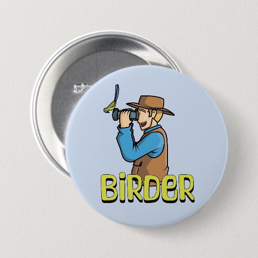 Badge Rond 7,6 Cm Cartoon Birder (Devant & derrière)