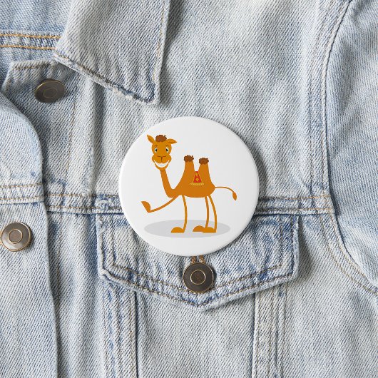 Badge Rond 7,6 Cm Cartoon Camel Smiling Desert Animal Character