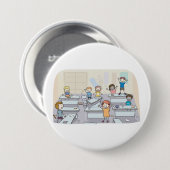 Badge Rond 7,6 Cm Cartoon Classroom Chaos With Wild Students (Devant & derrière)