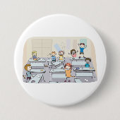 Badge Rond 7,6 Cm Cartoon Classroom Chaos With Wild Students (Devant)