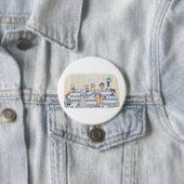 Badge Rond 7,6 Cm Cartoon Classroom Chaos With Wild Students (En situation)