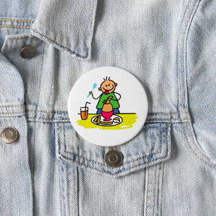 Badge Rond 7,6 Cm Cartoon Kid Savourez un repas avec du jus et des o