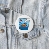 Badge Rond 7,6 Cm Cartoon Steamship sur Ocean Waves Art nautique