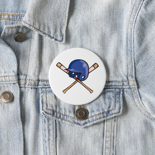Badge Rond 7,6 Cm Casque de baseball et chauves-souris