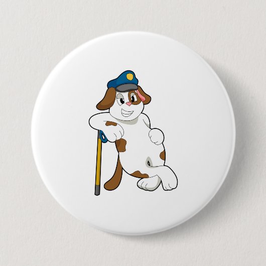 Badge Rond 7,6 Cm Casquette de police de chien (Devant)