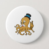 Badge Rond 7,6 Cm Casquette Octopus Gentleman (Devant)