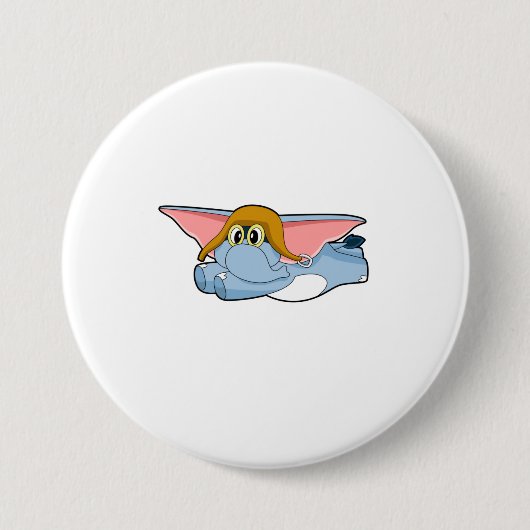 Badge Rond 7,6 Cm Casquette pilote éléphant (Devant)