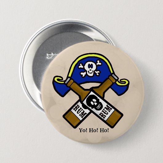 Badge Rond 7,6 Cm Casquette pirate et bouton rhum (Devant & derrière)