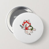 Badge Rond 7,6 Cm Cat as Mushroom picker with Mushroom (Devant & derrière)