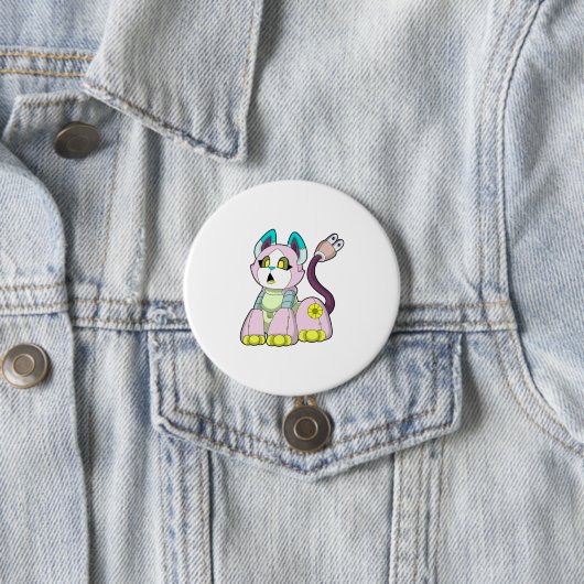 Badge Rond 7,6 Cm Cat as robot (En situation)