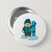 Badge Rond 7,6 Cm Cat as Snowboarder (Devant & derrière)