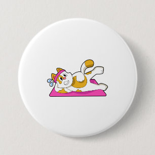 Badge Rond 7,6 Cm Cat at Yoga Exercice d'étirement
