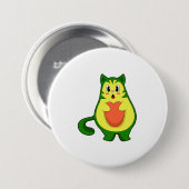 Badge Rond 7,6 Cm Cat Avocado (Devant & derrière)