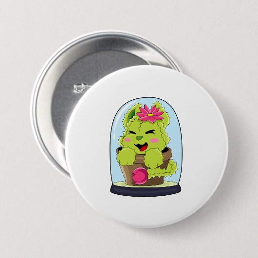 Badge Rond 7,6 Cm Cat Cactus (Devant & derrière)