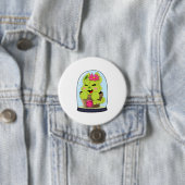 Badge Rond 7,6 Cm Cat Cactus (En situation)