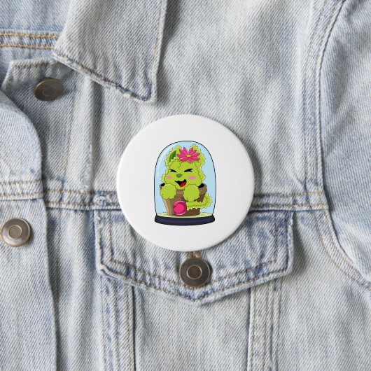 Badge Rond 7,6 Cm Cat Cactus (En situation)