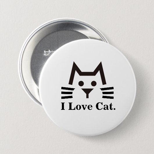 Badge Rond 7,6 Cm Cat-Face (Devant & derrière)