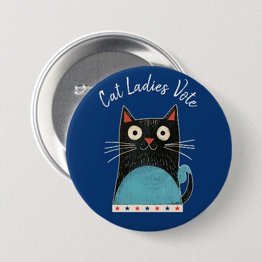 Badge Rond 7,6 Cm Cat Ladies Vote Script Rustic Cute Bold Election (Devant & derrière)