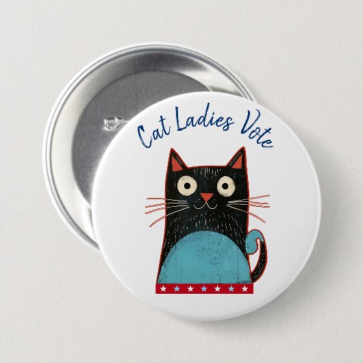 Badge Rond 7,6 Cm Cat Ladies Vote Script Rustique Bold mignon Patrio (Devant & derrière)