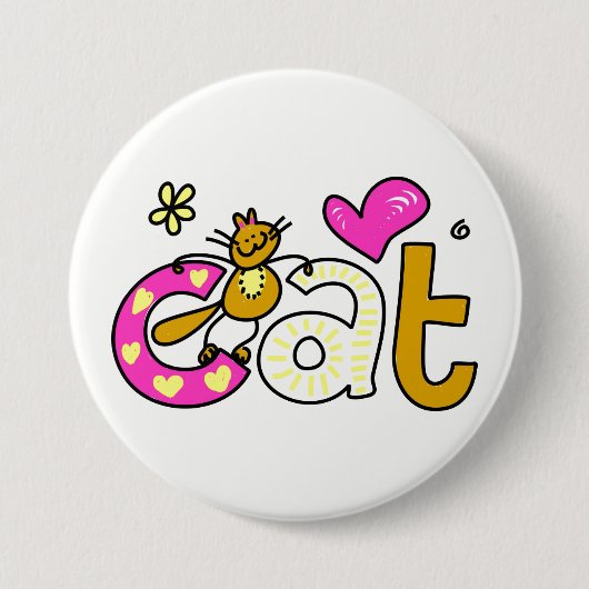Badge Rond 7,6 Cm CAT Love (Devant)