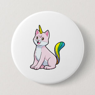 Badge Rond 7,6 Cm Cat Unicorn