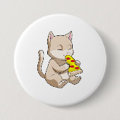 Badge Rond 7,6 Cm Cat with Pizza (Devant)