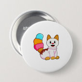 Badge Rond 7,6 Cm Cat with popsicle (Devant & derrière)