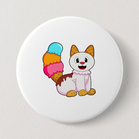 Badge Rond 7,6 Cm Cat with popsicle (Devant)