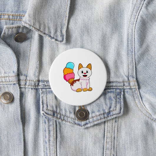 Badge Rond 7,6 Cm Cat with popsicle (En situation)