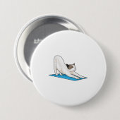 Badge Rond 7,6 Cm Cat Yoga Méditation Fitness (Devant & derrière)