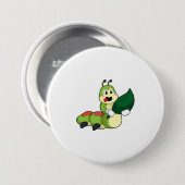 Badge Rond 7,6 Cm Caterpillar avec feuille (Devant & derrière)