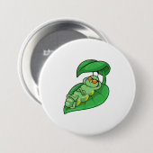 Badge Rond 7,6 Cm Caterpillar avec feuille (Devant & derrière)