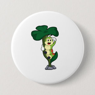 Badge Rond 7,6 Cm Caterpillar avec feuille